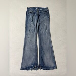 Amethyst Jeans Womens 9 Blue Bootcut Low Rise Medium Wash Distressed